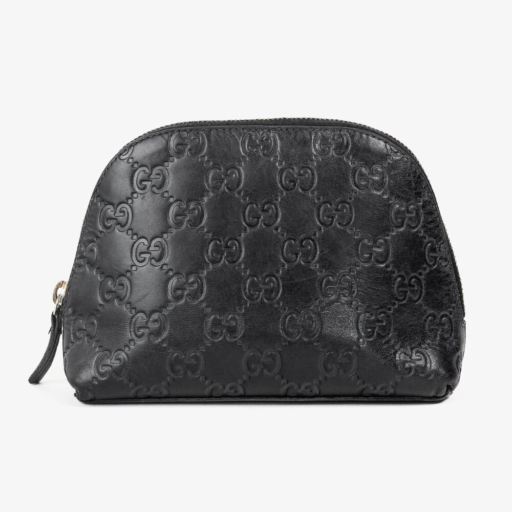 Gucci Guccisimma GG Black Leather Cosmetic Case